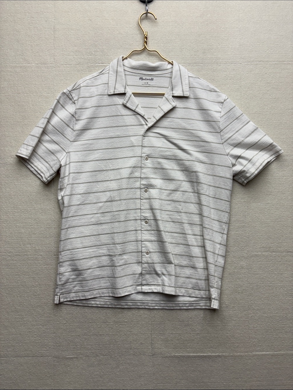 Madewell | medium Short-Sleeve Button Shirt with Light Gray Stripes